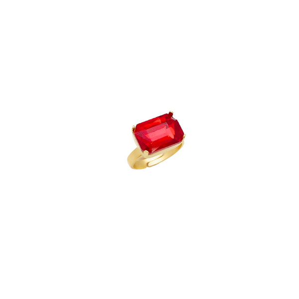 RONCHA RED|טבעת בציפוי זהב וקריסטלים