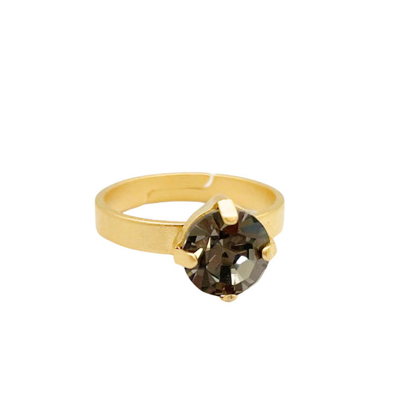 POKA GREY|טבעת בציפוי זהב וקריסטלים