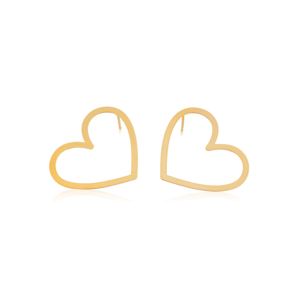 AMOUR| עגילי לב מצופים זהב