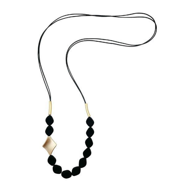 DAPHNE LONG BLACK| שרשרת ארוכה  בציפוי זהב