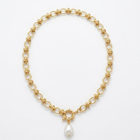 DOLCE NECKLACE|שרשרת בציפוי זהב עם פנינה מתורבתת