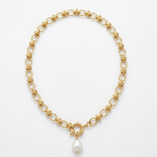 DOLCE NECKLACE|שרשרת בציפוי זהב עם פנינה מתורבתת