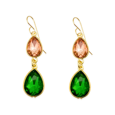EVA PINK GREEN |עגילים בציפוי זהב
