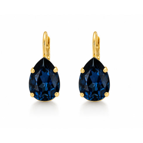 LIV DARK BLUE EARRINGS |עגילים בציפוי זהב וקריסטלים