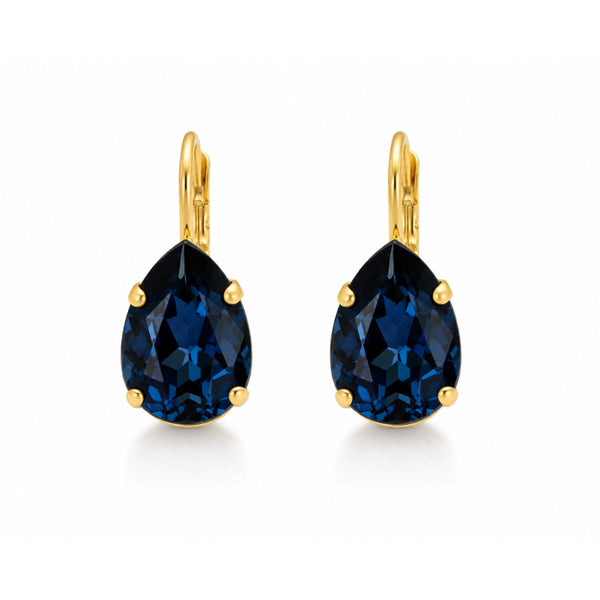 LIV DARK BLUE EARRINGS |עגילים בציפוי זהב וקריסטלים