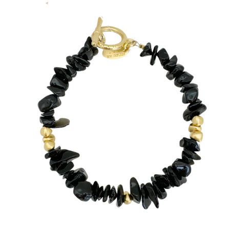 PURE BRACELET BLACK |צמיד  בציפוי זהב