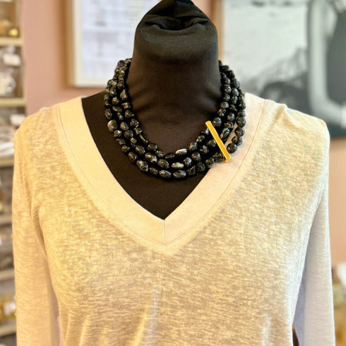 SAMBA BLACK| שרשרת קצרה בציפוי זהב