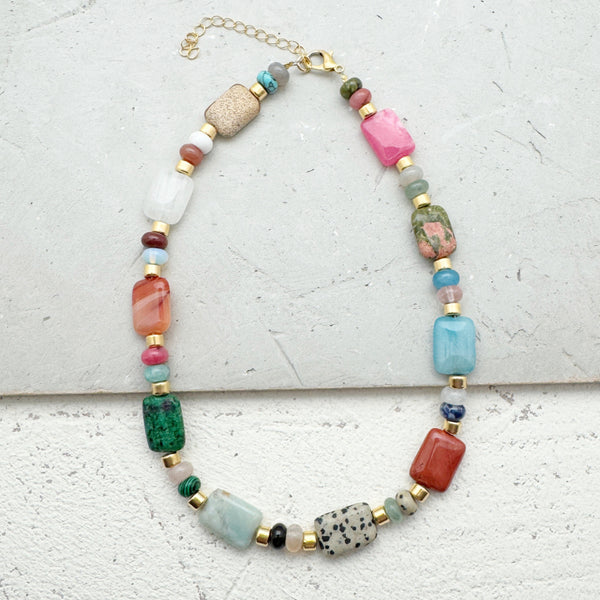 ROMO |שרשרת אבנים טבעיות צבעונית