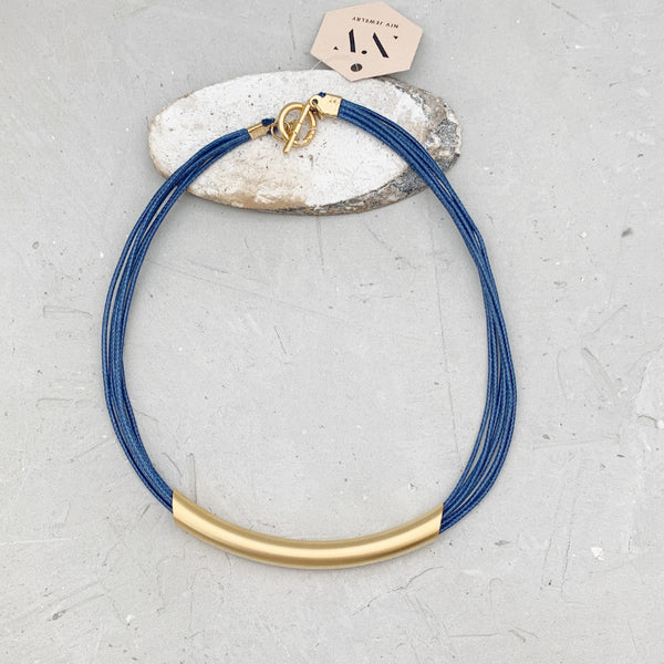 KATIA BLUE|שרשרת צינור קצרה בציפוי זהב