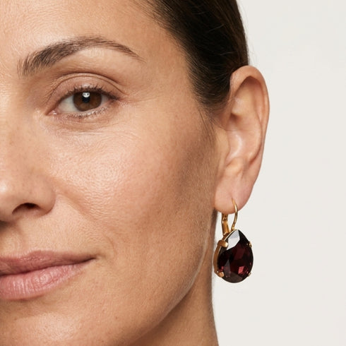 LIV BORDO EARRINGS |עגילים בציפוי זהב וקריסטלים