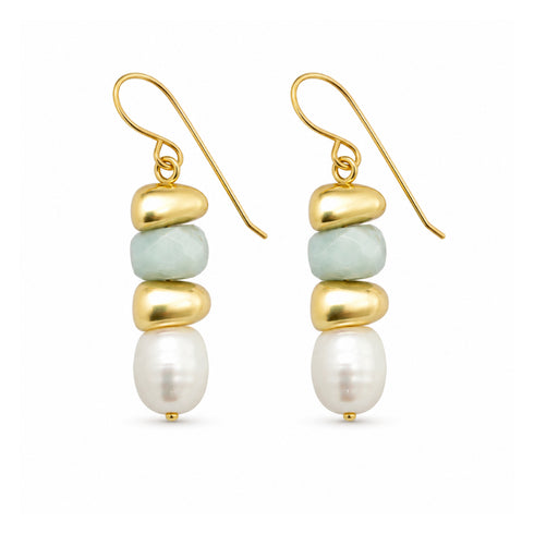 PACIFIC PEARL EARRINGS-עגילי  פנינים  ואבנים טבעיות