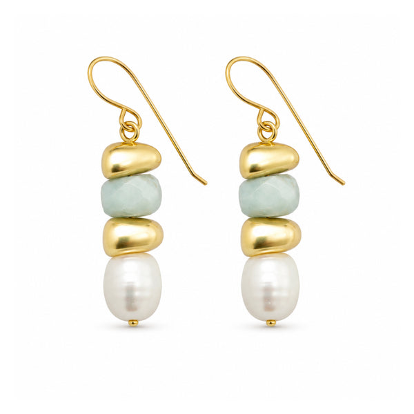 PACIFIC PEARL EARRINGS-עגילי  פנינים  ואבנים טבעיות
