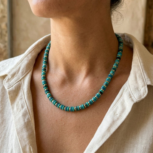 OCEAN NECKLACE|שרשרת אבנים טבעיות בציפוי זהב