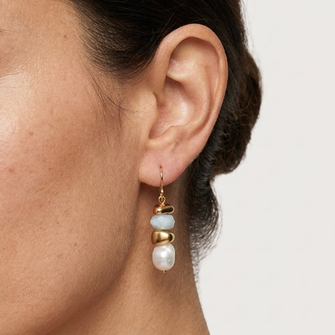 PACIFIC PEARL EARRINGS-עגילי  פנינים  ואבנים טבעיות
