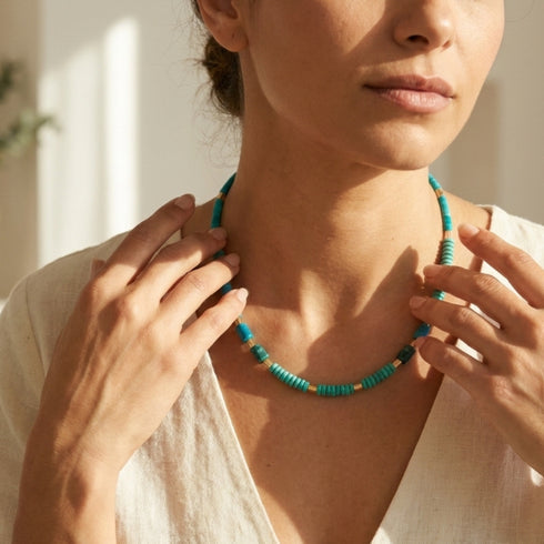 ARIEL NECKLACE|שרשרת אבנים טבעיות בציפוי זהב