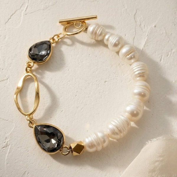 MOON PEARL CRYSTAL BRACELET|  צמיד  פנינים טבעיות