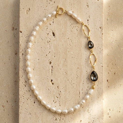 MOON PEARL CRYSTAL NECKLACE|  שרשרת פנינים טבעיות