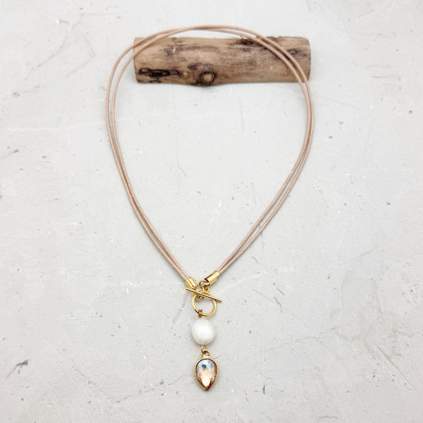 DEL TER CAM NECKLACE| שרשרת בציפוי זהב ופנינה