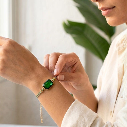 CUBIC G GREEN BRACELET |  צמיד בציפוי זהב