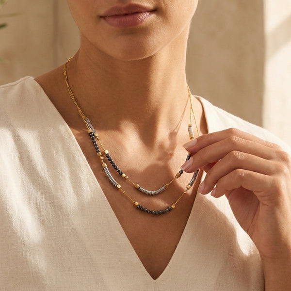 MERLOT DOUBLE NECKLACE | שרשרת אבני המטייט בשני אורכים