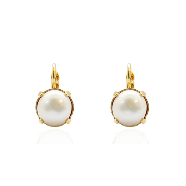 ELSSA PEARL EARRINGS| עגילים בציפוי זהב וקריסטלים