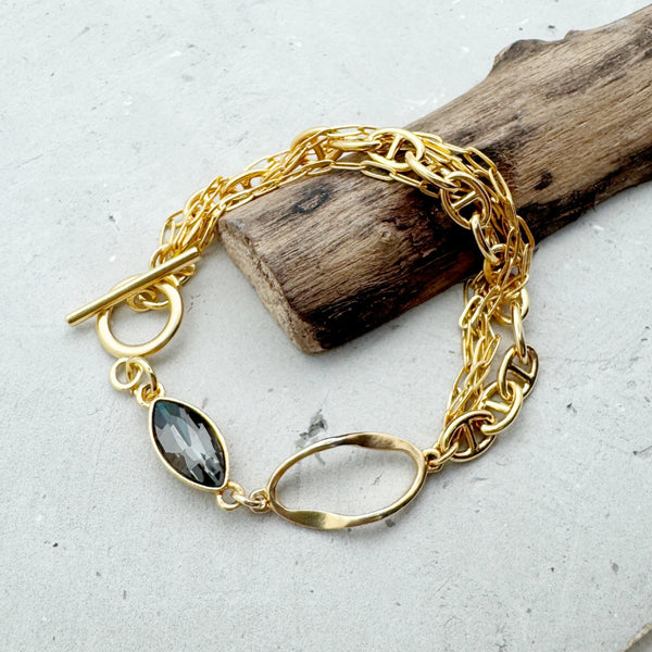 LINKS #3 BRACELET  |צמיד שרשראות בציפוי זהב