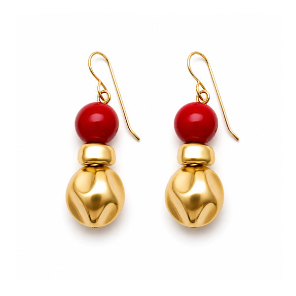 MANI RED EARRINGS| עגילים בציפוי זהב