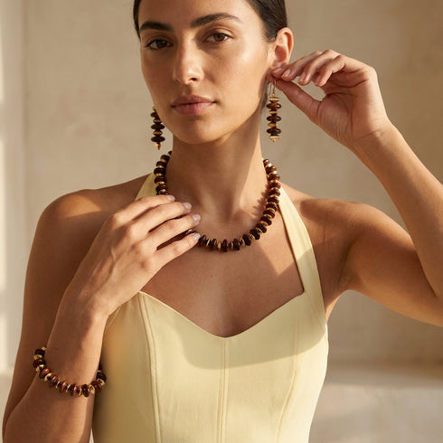 LINA SET | סט תכשיטים אבני אובסידיאן