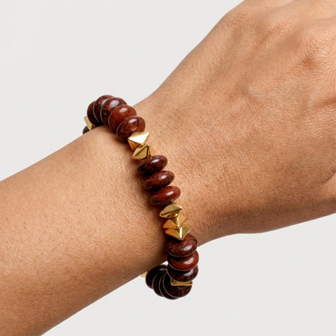 צמיד אבן אובסידיאן וזהב | LINA BRACELET