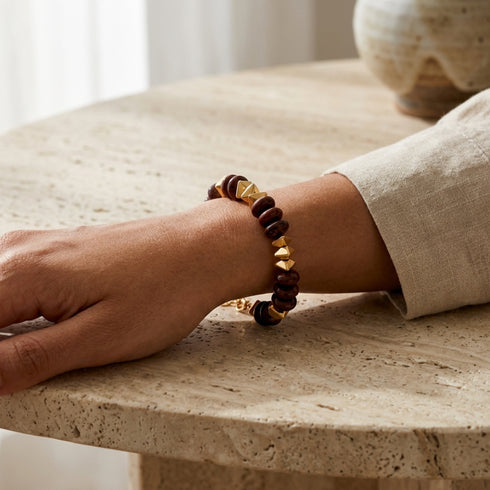 צמיד אבן אובסידיאן וזהב | LINA BRACELET