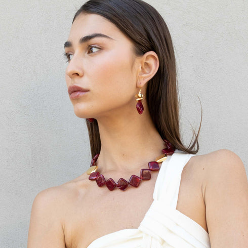 KALA SET RED| סט שרשרת ועגילים
