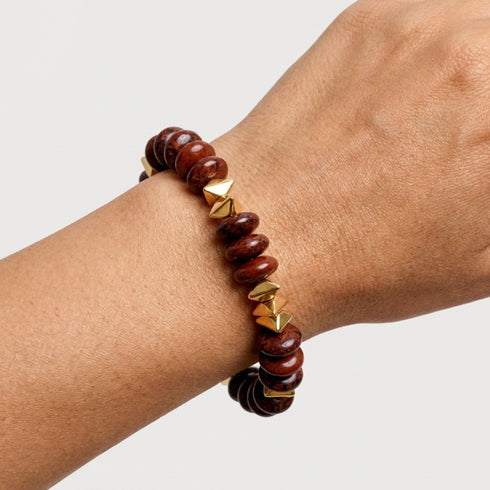 צמיד אבן אובסידיאן וזהב | LINA BRACELET