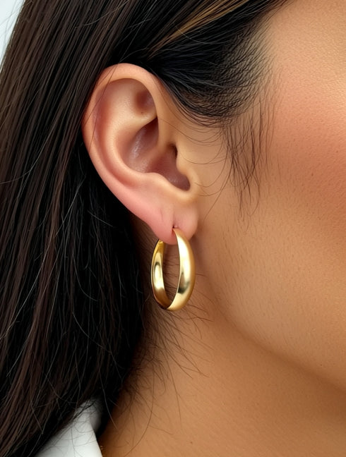 Hoop #10 | עגילי חישוק בציפוי זהב