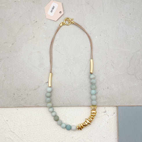 ANN MINT NECKLACE| שרשרת בשילוב חרוזים צבעוניים וחרוזים בציפוי זהב