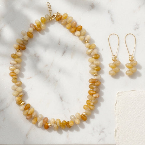 CHOKER  SET APRICOT|סט אבנים טבעיות
