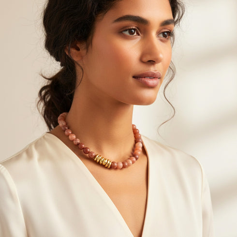 MERLOT NECKLACE | שרשרת חרוזי אבנים טבעיות