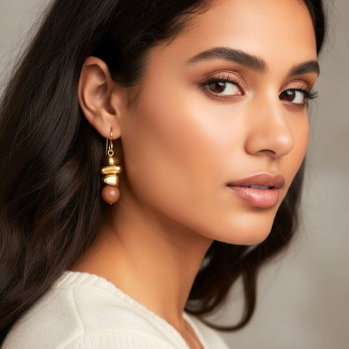 MERLOT EARRINGS | עגילי חרוזי אבנים טבעיות