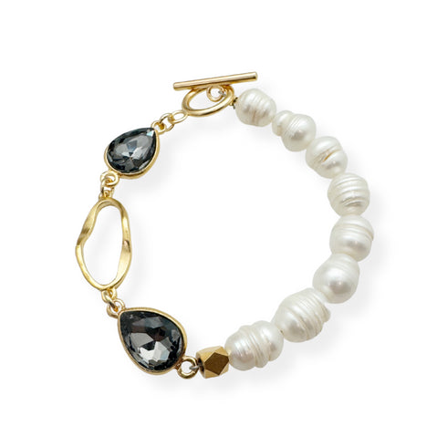 MOON PEARL CRYSTAL BRACELET|  צמיד  פנינים טבעיות