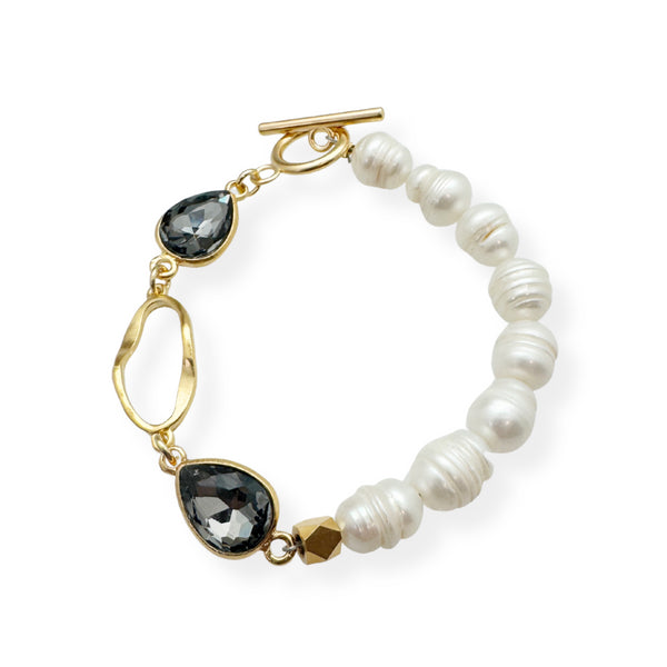 MOON PEARL CRYSTAL BRACELET|  צמיד  פנינים טבעיות