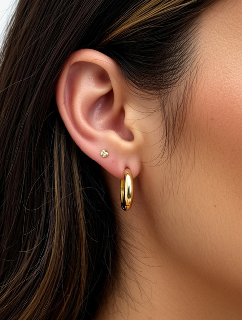 Hoop #11 | עגילי חישוק בציפוי זהב