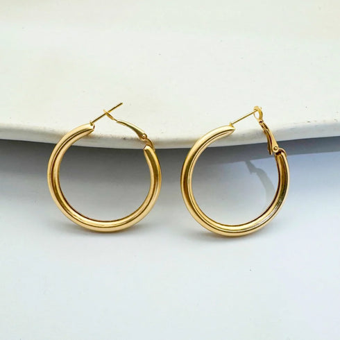 Hoop #9 | עגילי חישוק בציפוי זהב