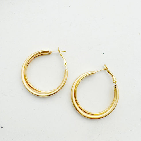 Hoop #9 | עגילי חישוק בציפוי זהב