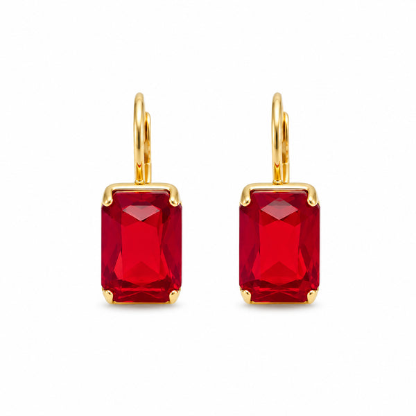 JON  RED EARRINGS| עגילים בציפוי זהב וקריסטל