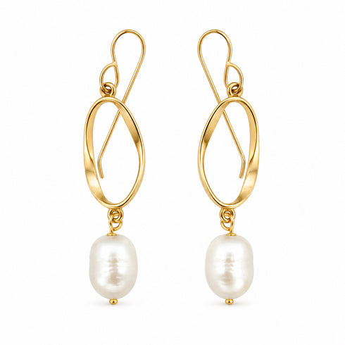 MOON PEARL EARRINGS| עגילים פנינים טבעיות