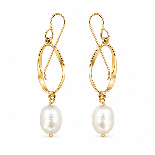 MOON PEARL EARRINGS| עגילים פנינים טבעיות