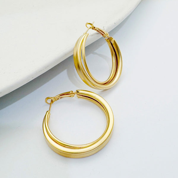 Hoop #9 | עגילי חישוק בציפוי זהב