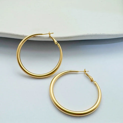 Hoop #12| עגילי חישוק בציפוי זהב