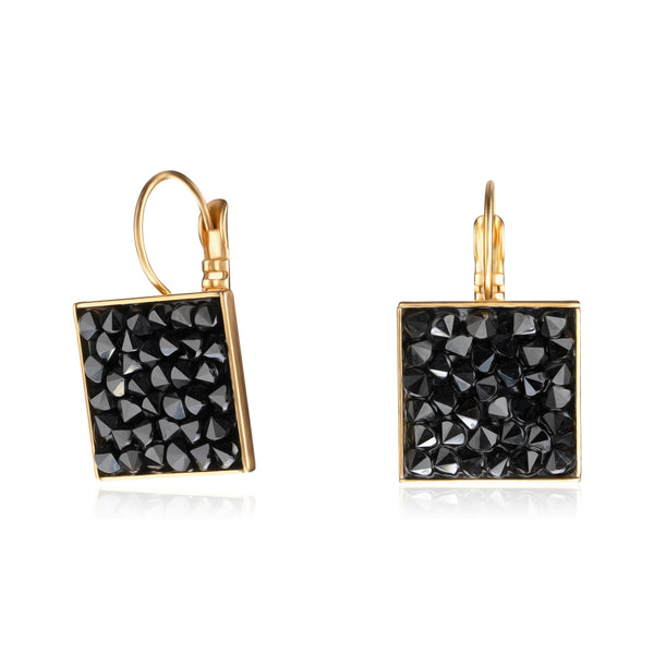ASHLY BLACK| עגילים מצופים זהב וקריסטלים