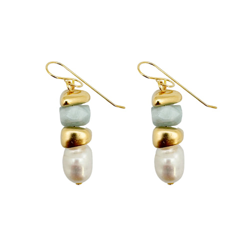 PACIFIC PEARL EARRINGS-עגילי  פנינים  ואבנים טבעיות