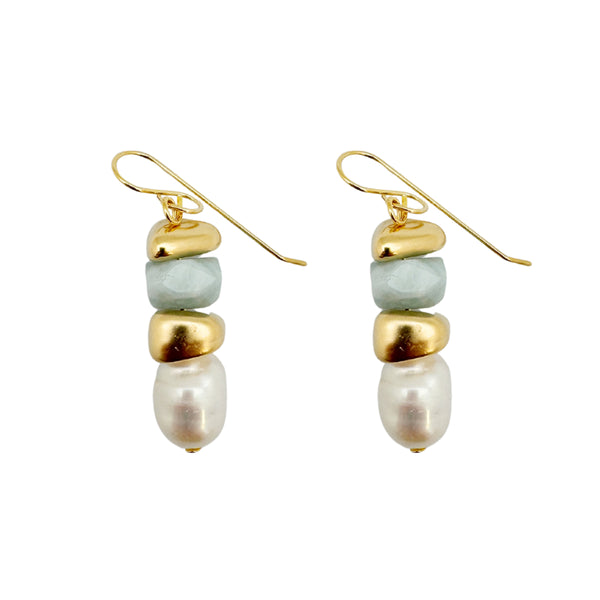 PACIFIC PEARL EARRINGS-עגילי  פנינים  ואבנים טבעיות